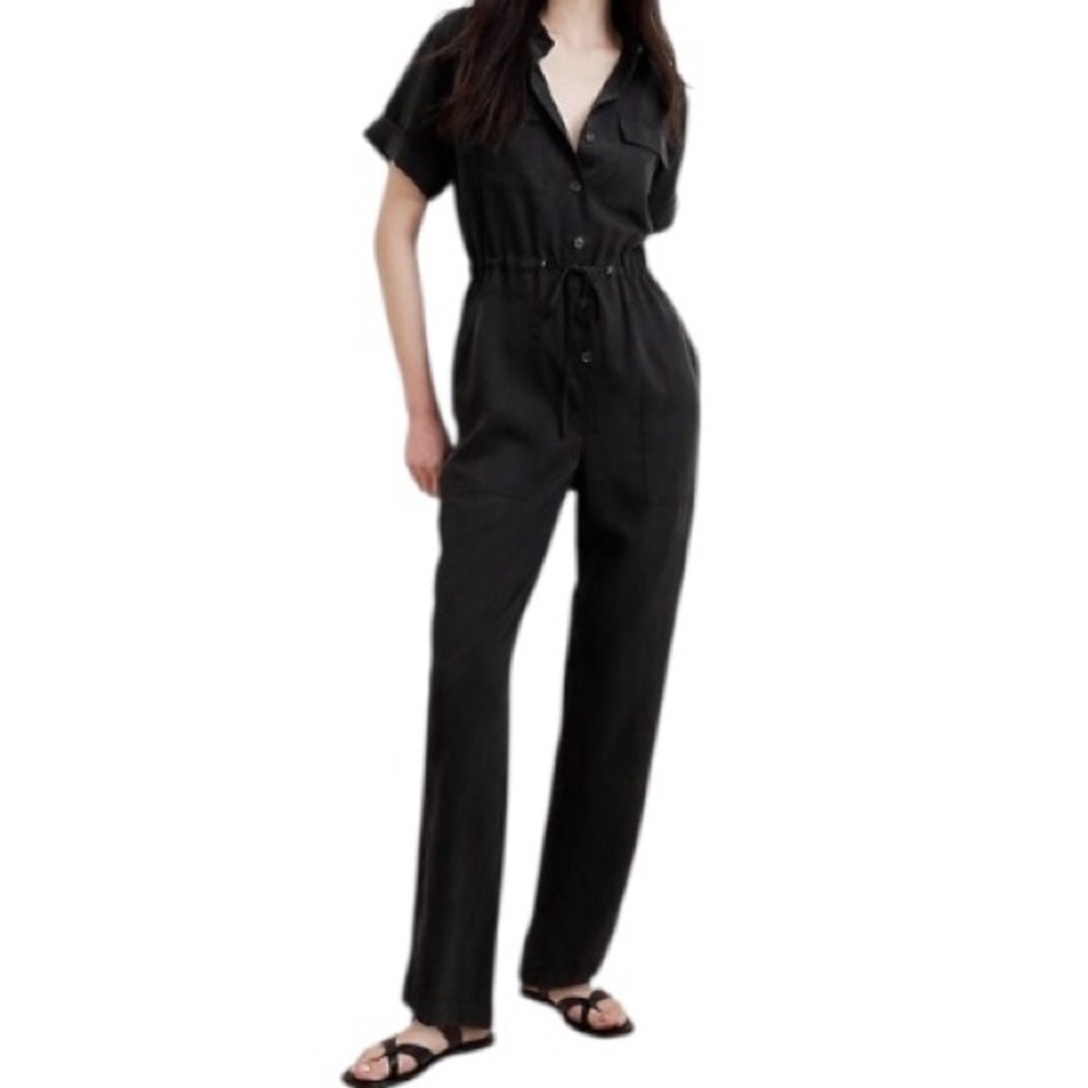 Banana Republic Short Sleeve Drawstring Waist Utility Jumpsuit Women’s Size S
